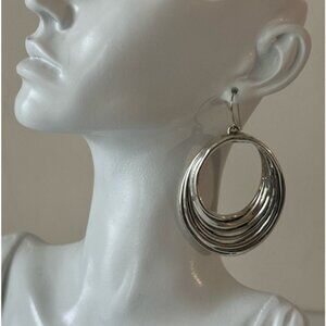 E&L Twist Sterling Silver Electroform Earrings Made in Israel 2 3/4 in long